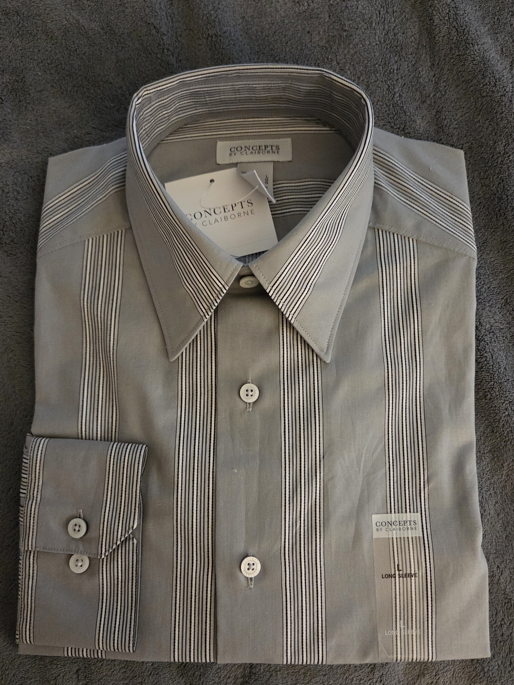 Claiborne Gray Pinstripe Dress Shirt